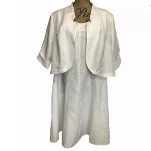 Roman’s 2 Piece White Dress Short Sleeve Jacket